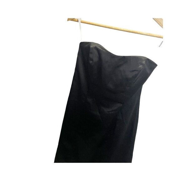 Davids Bridal Bridesmaid Prom Dress Gown Sz 4 Black Strapless Satin A-line - Picture 2 of 6